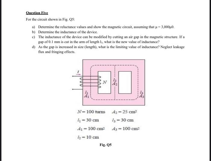 Solved Question Five For the circuit shown in Fig. Q5: a) | Chegg.com
