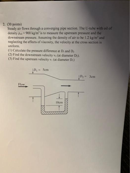 Solved 2. (30 Points) Steady Air Flows Through A Converging 