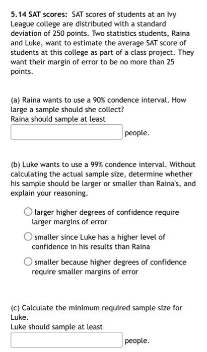 Solved 5.14 Sat Scores: Sat Scores Of Students At An Ivy 