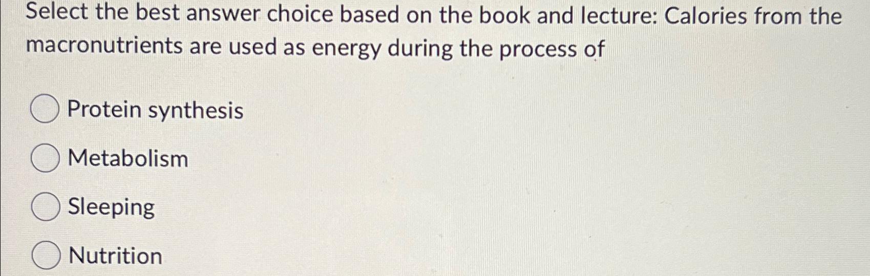 Solved Select the best answer choice based on the book and | Chegg.com