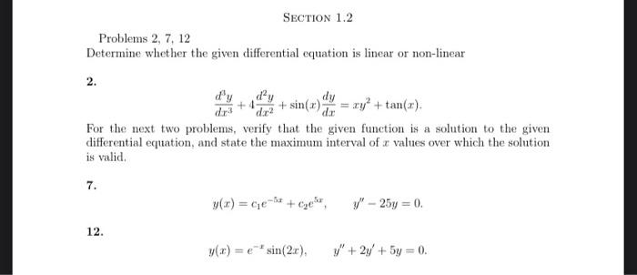 Solved Problems 2 7 12 Determine Whether The Given 7693