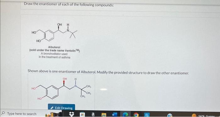 Solved Draw the enantiomer of each of the following | Chegg.com