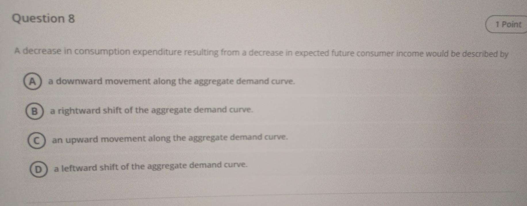 Solved Question 8 1 Point A decrease in consumption | Chegg.com