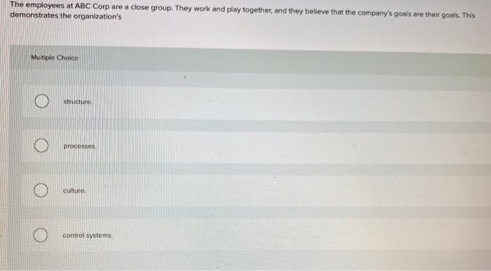 Solved The Employees At Abc Corp Are A Close Group They Chegg Com
