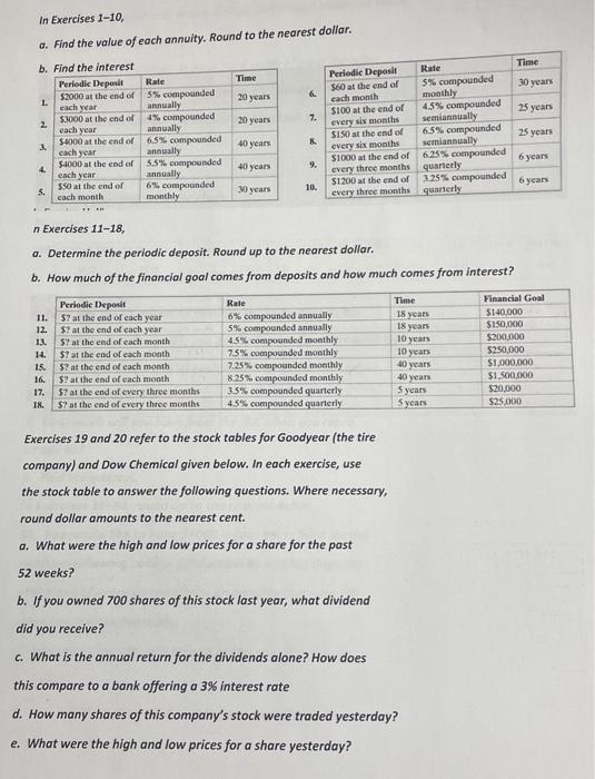 In Exercises 1-10, a. Find the value of each annuity. | Chegg.com