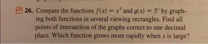 Solved 26 Compare The Functions F X X5 And G X 5x By