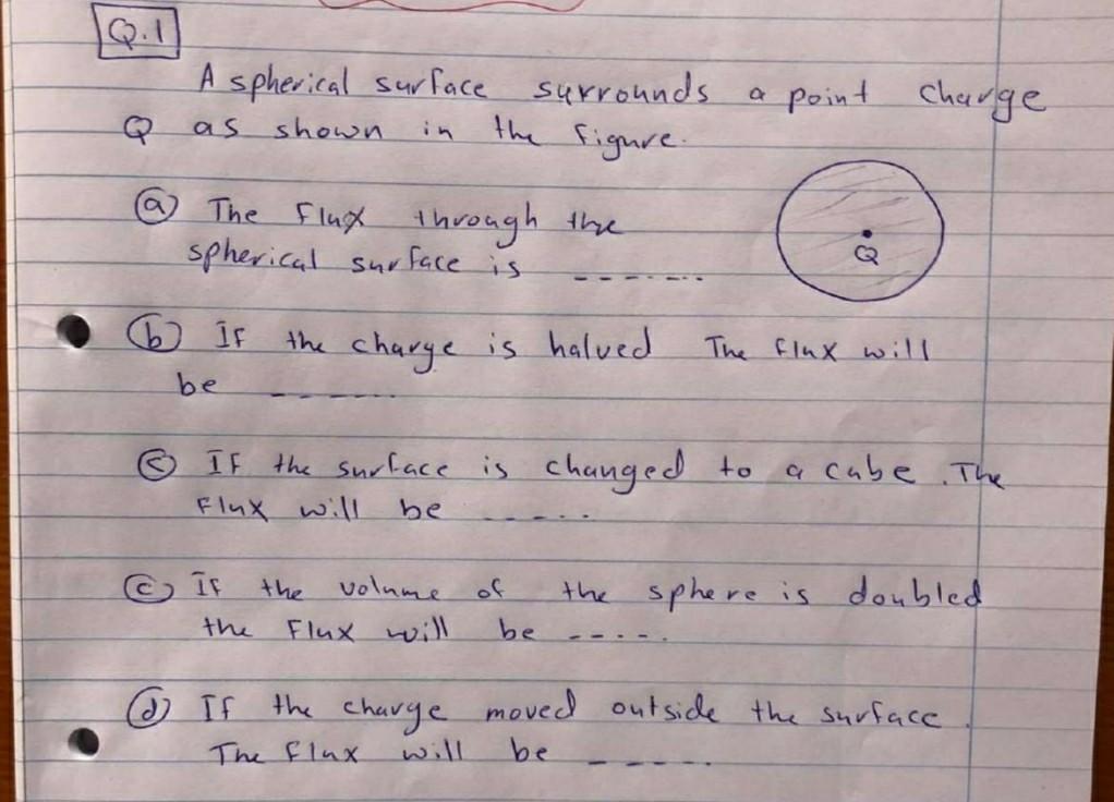 Solved A spherical surface surrounds shown a point charge as | Chegg.com