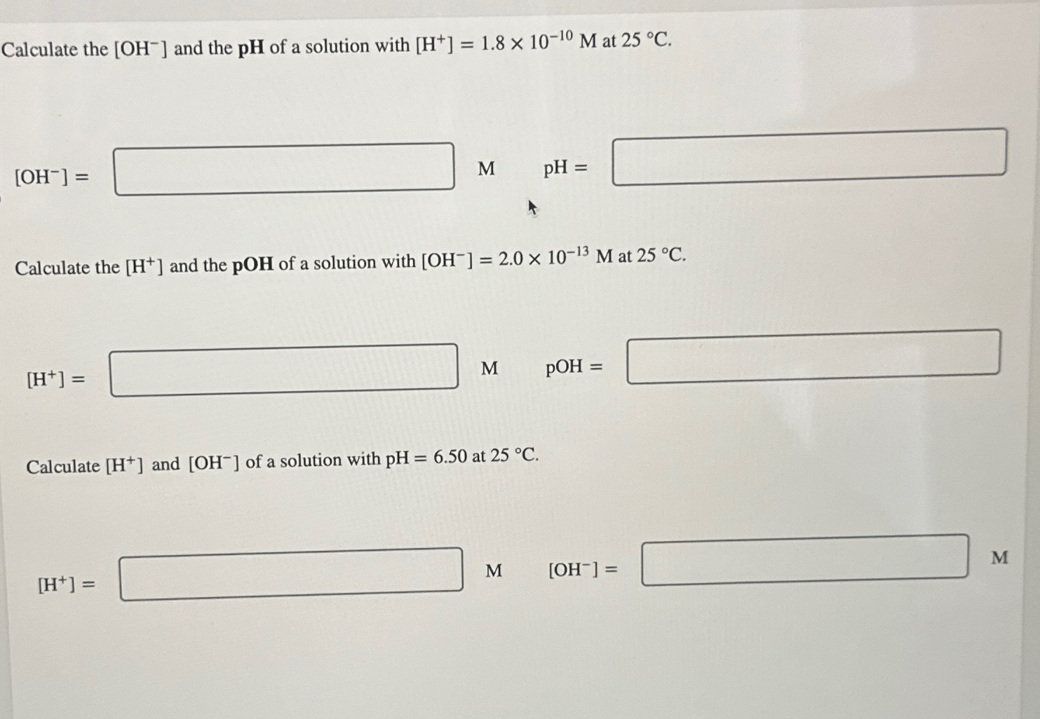 Solved Calculate the OH^(-)and the pH of a solution with | Chegg.com