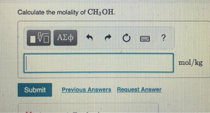 Solved A solution is made containing 14.6 g of CH3OH in 185 | Chegg.com