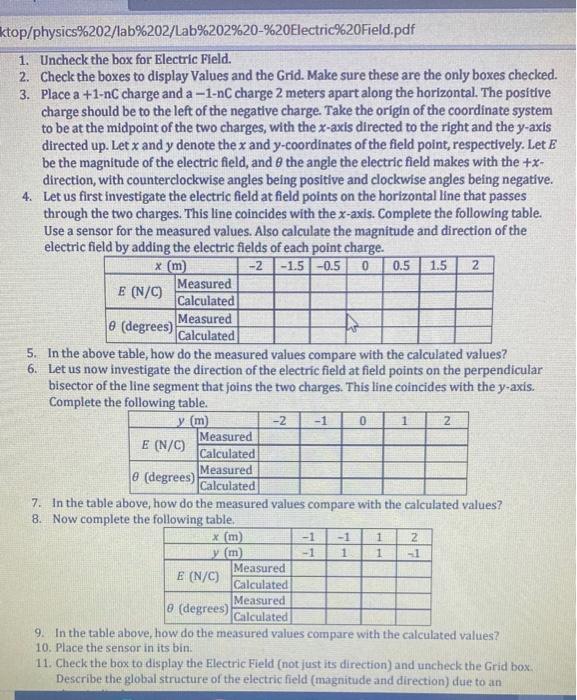 Lab 2: Electric Field Objectives In this lab you will | Chegg.com