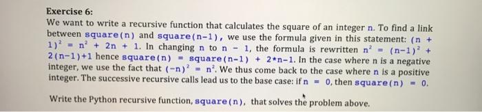 Solved Exercise 6: We want to write a recursive function | Chegg.com