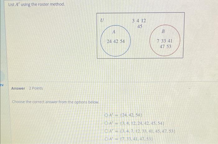 solved-use-the-venn-diagram-to-list-the-set-a-b-in-roster-chegg