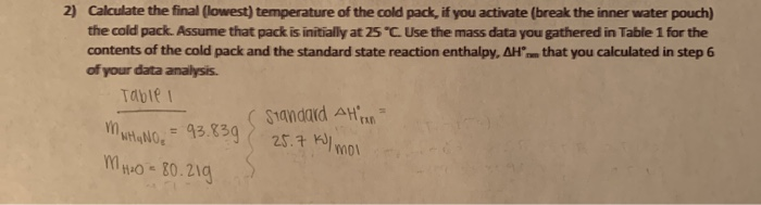 Solved 2) Calculate The Final (lowest) Temperature Of The | Chegg.com