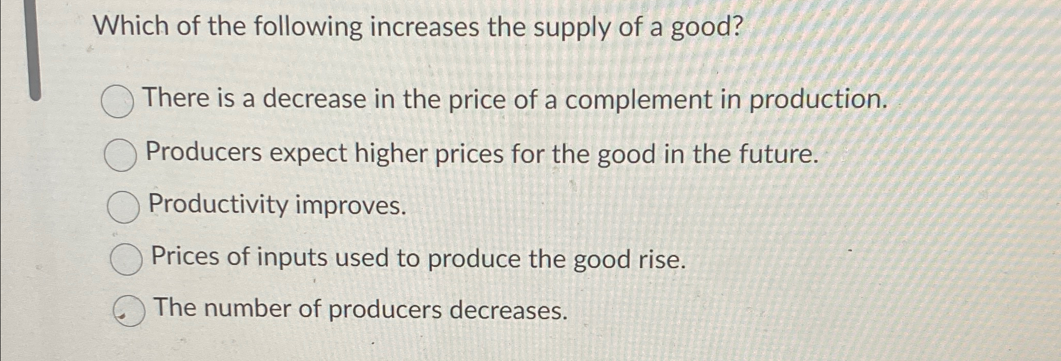 Solved Which of the following increases the supply of a | Chegg.com