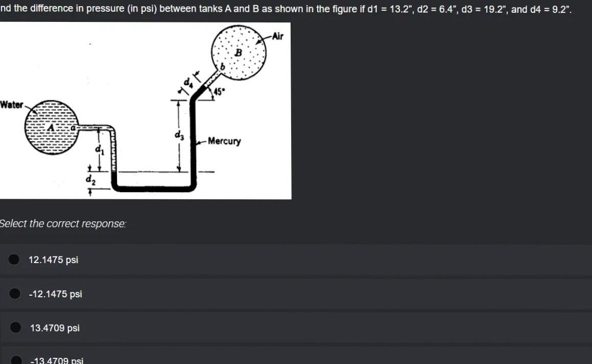 Solved nd the difference in pressure (in psi) between tanks | Chegg.com