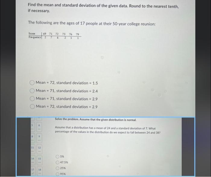 Solved Find the mean and standard deviation of the given | Chegg.com