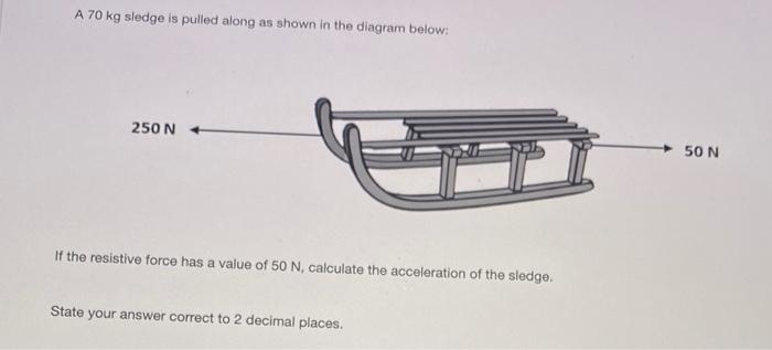 Solved A 70 kg sledge is pulled along as shown in the | Chegg.com