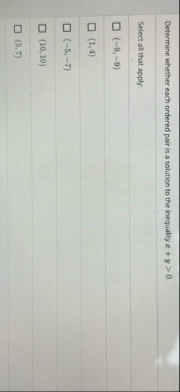 Solved Determine whether each ordered pair is a solution to | Chegg.com