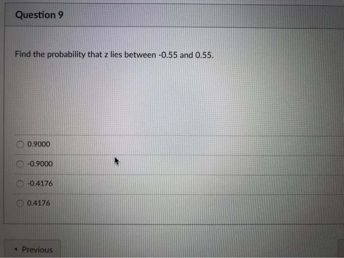 Solved Question 9 Find the probability that z lies between | Chegg.com