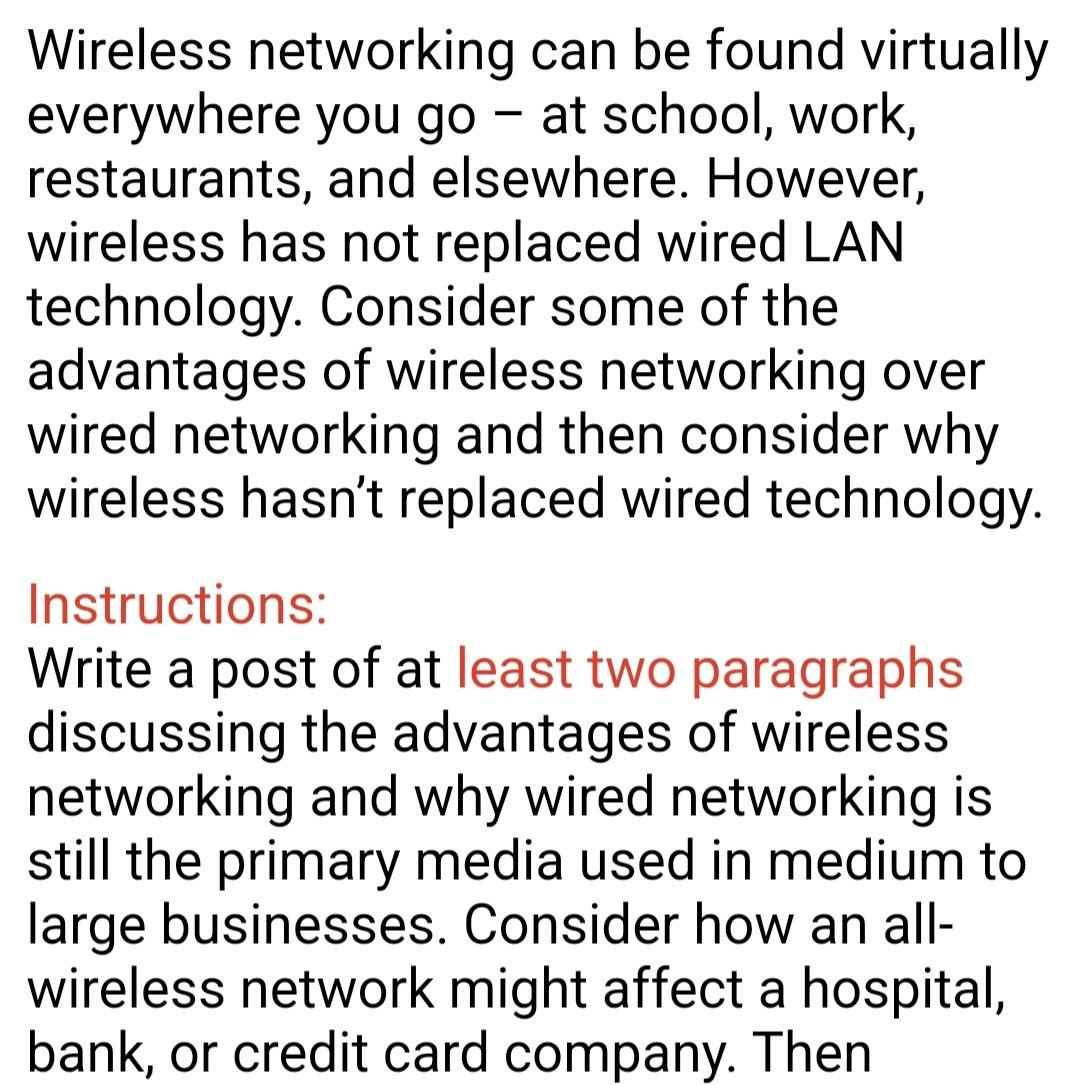 Solved Wireless networking can be found virtually everywhere