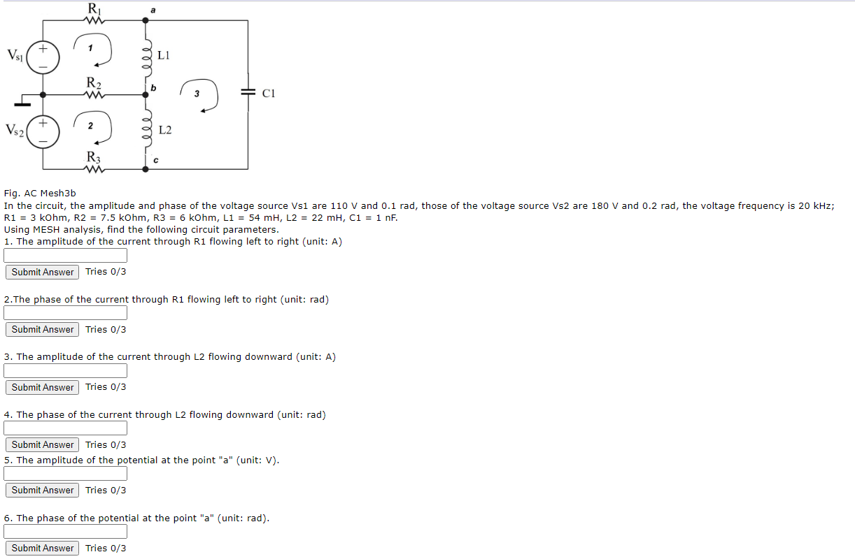 Solved In the circuit, the amplitude and phase of the | Chegg.com