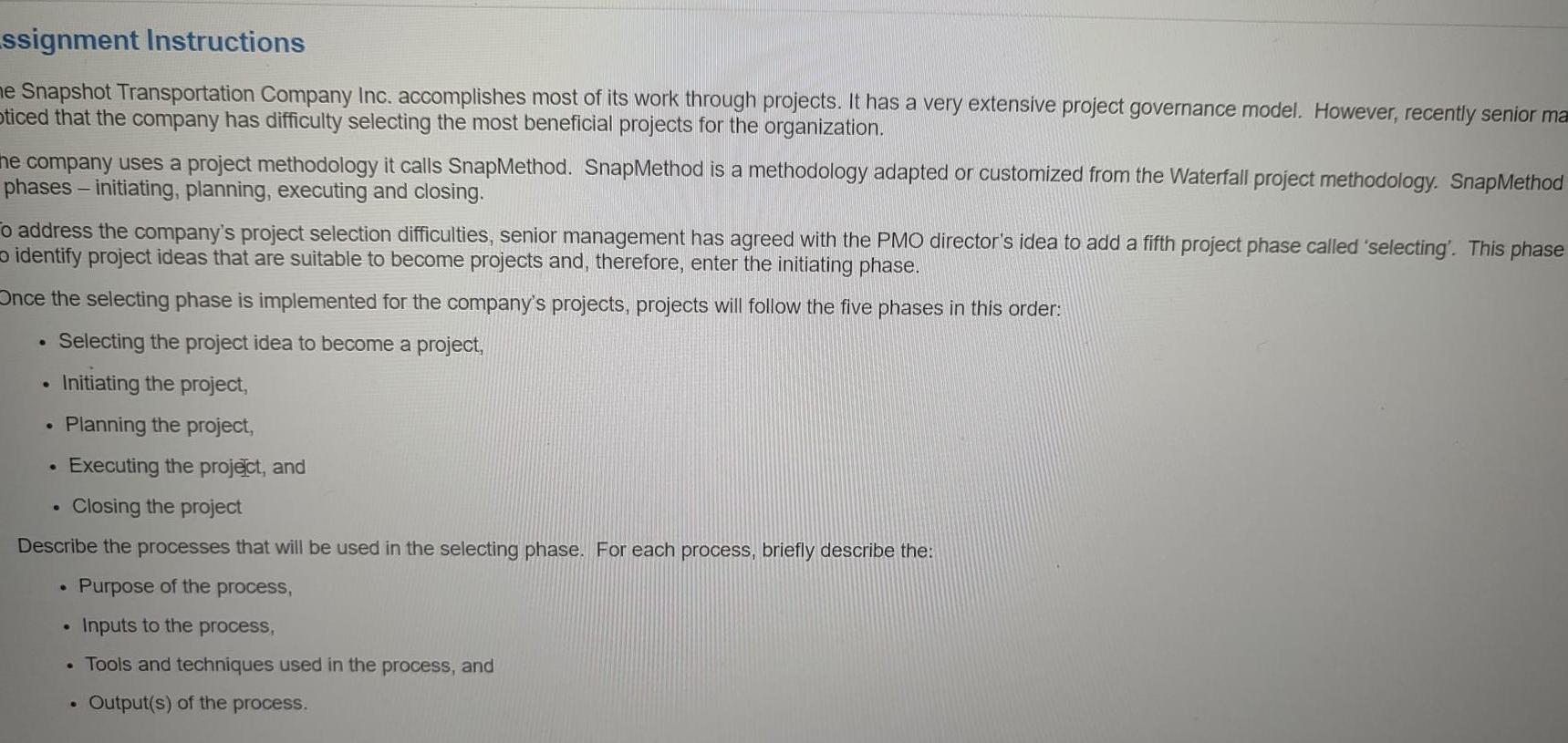 Solved ssignment Instructions me Snapshot Transportation | Chegg.com