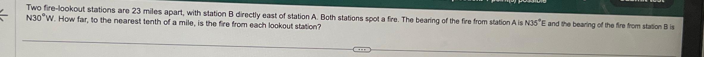 Solved Two Fire-lookout Stations Are 23 ﻿miles Apart, With | Chegg.com