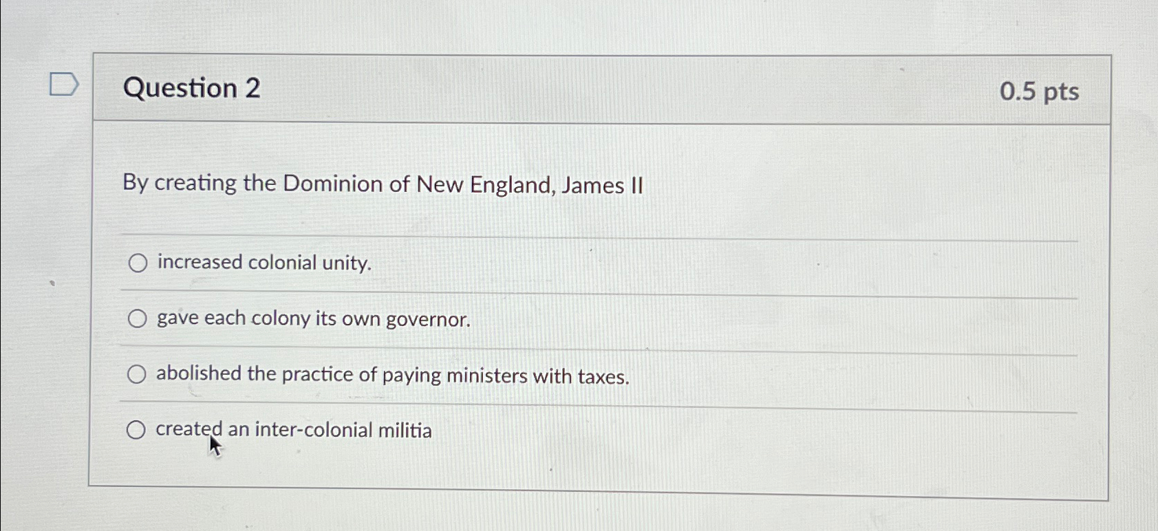 Solved Question 20.5ptsBy creating the Dominion of New