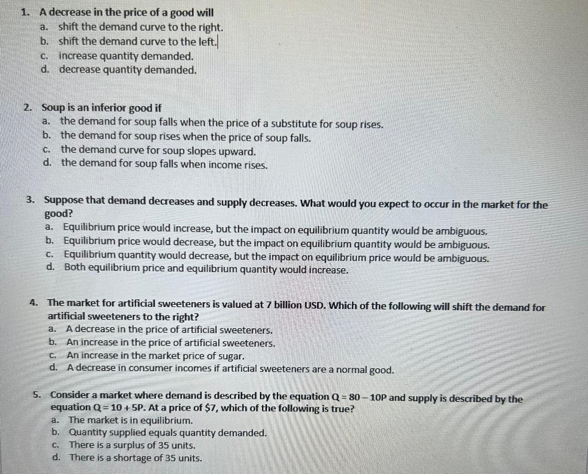 Solved A decrease in the price of a good willa. ﻿shift the | Chegg.com