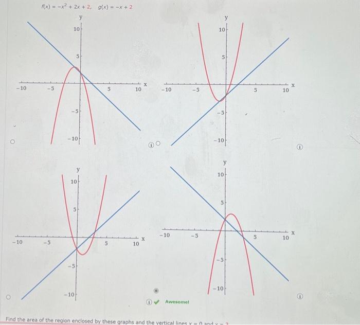 Solved f(x)=−x2+2x+2,g(x)=−x+2 1) | Chegg.com