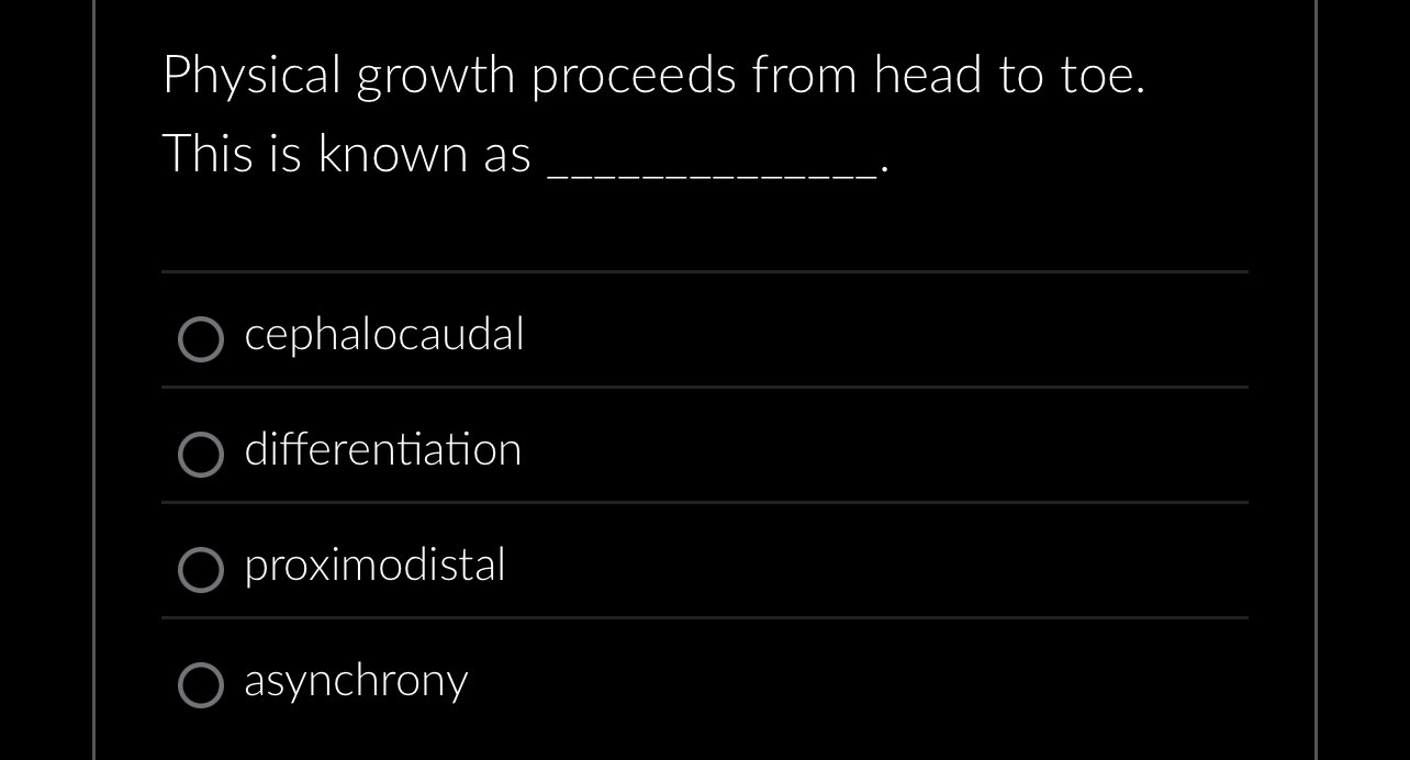 GROWTH FROM HEAD TO TOE IS CALLED visual data 3
