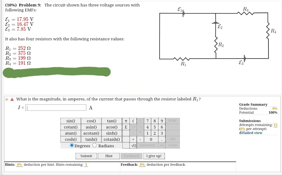 Solved (10%) ﻿Problem 9: The circuit shown has three voltage | Chegg.com
