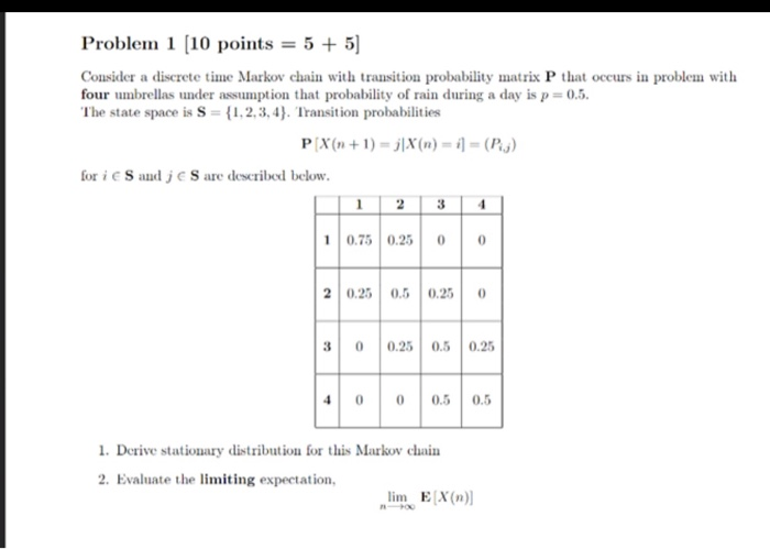 Solved Problem 1 (10 points = 5 + 5) Consider a discrete | Chegg.com