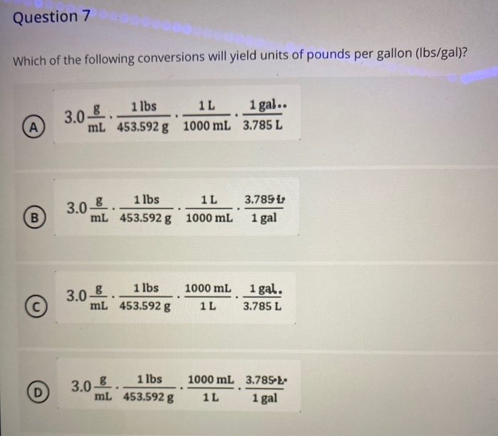 Solved Question 7 Which Of The Following Conversions Will Chegg Com