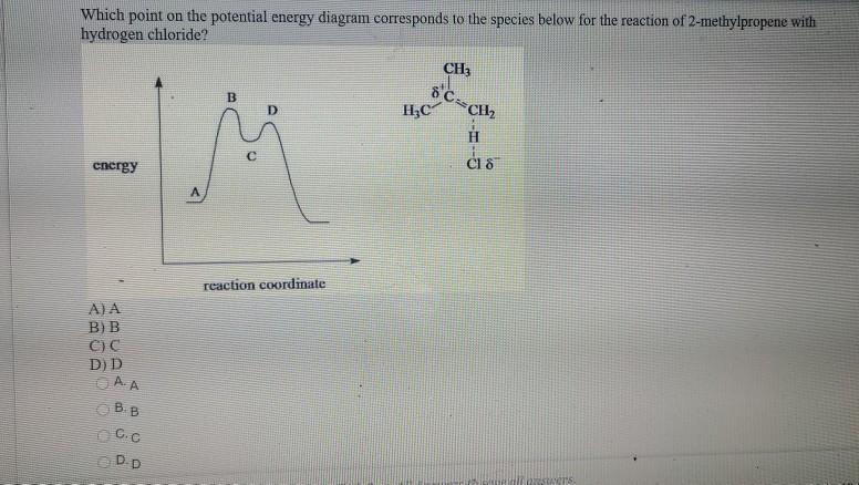 Solved Which Point On The Potential Energy Diagram 6734