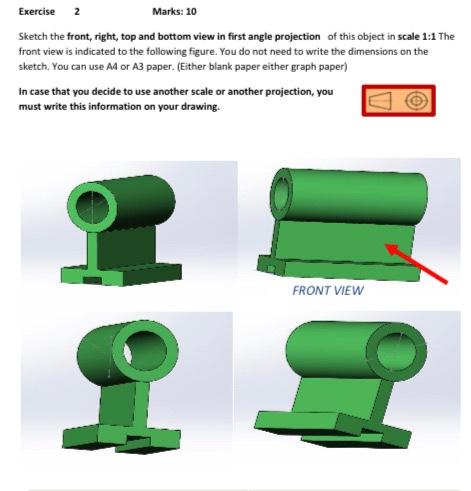 Solved how to draw front, right,top and bottom views in | Chegg.com