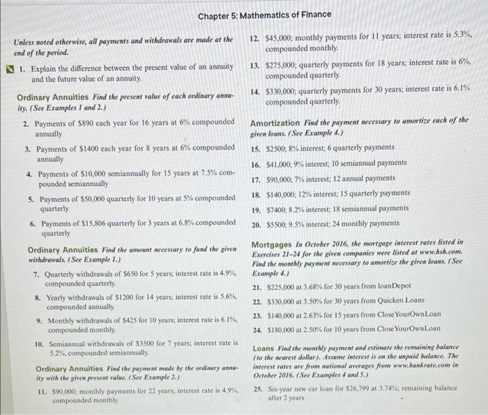 Solved Chapter 5: Mathematics of Finance 12. $45.000; | Chegg.com