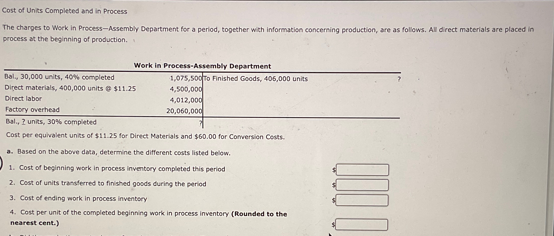 Solved Cost of Units Completed and in ProcessThe charges to | Chegg.com