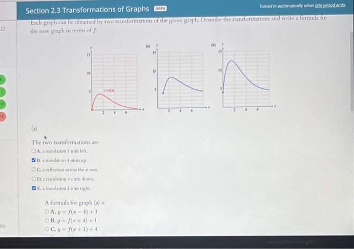Solved Section 2.3 Transformations of Graphs Each graph can | Chegg.com