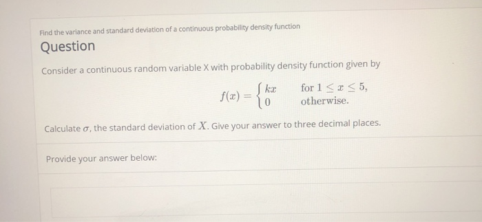 Find the variance and standard deviation of a | Chegg.com