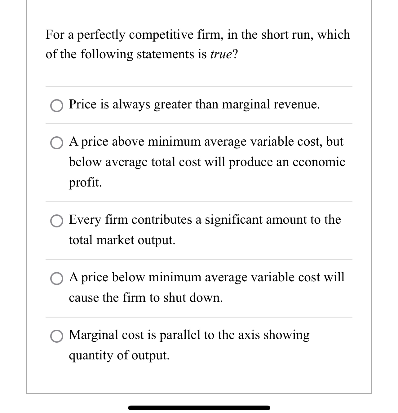 Solved For a perfectly competitive firm, in the short run, | Chegg.com