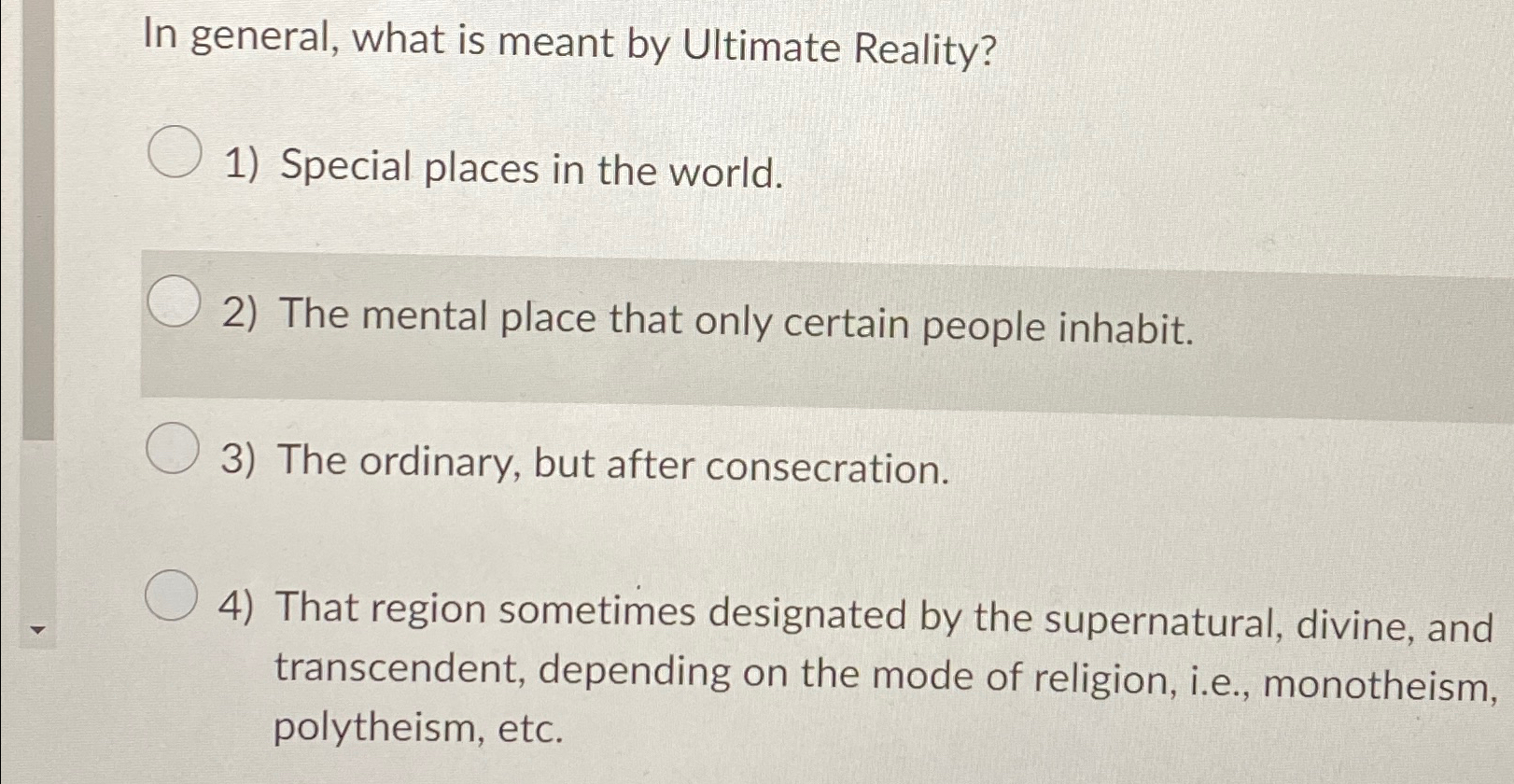 Solved In general, what is meant by Ultimate Reality?Special | Chegg.com