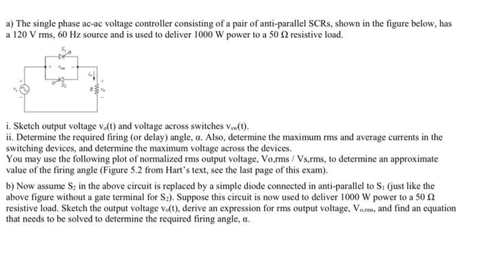 Solved a) The single phase ac-ac voltage controller | Chegg.com