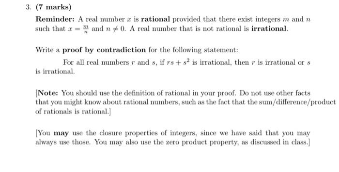 Solved Reminder: A real number x is rational provided that | Chegg.com