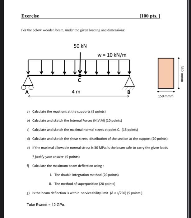 Solved Exercise [100 pts. For the below wooden beam, under | Chegg.com