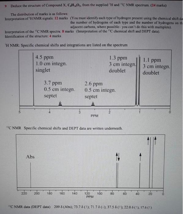 Solved 9 Deduce The Structure Of Compound X C H O From Chegg Com