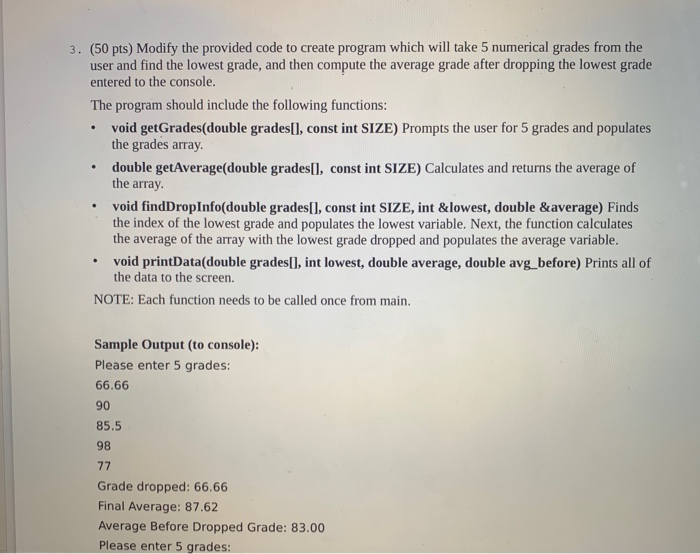 Solved 3. (50 pts) Modify the provided code to create | Chegg.com
