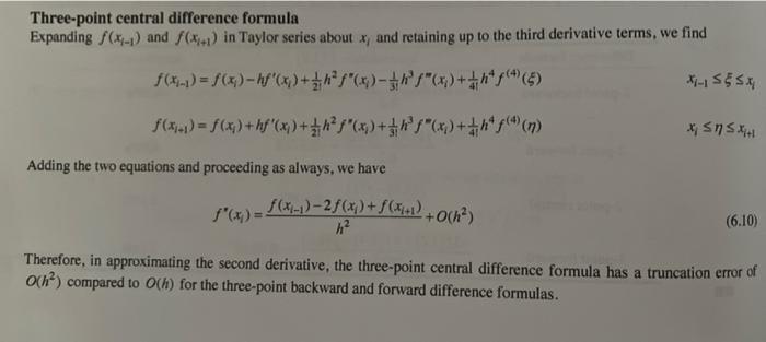 Solved Three-point central difference formula Expanding | Chegg.com