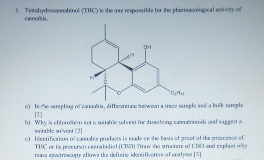 Solved 1. Tetrahydrocannabinol (THC) Is The One Responsible | Chegg.com