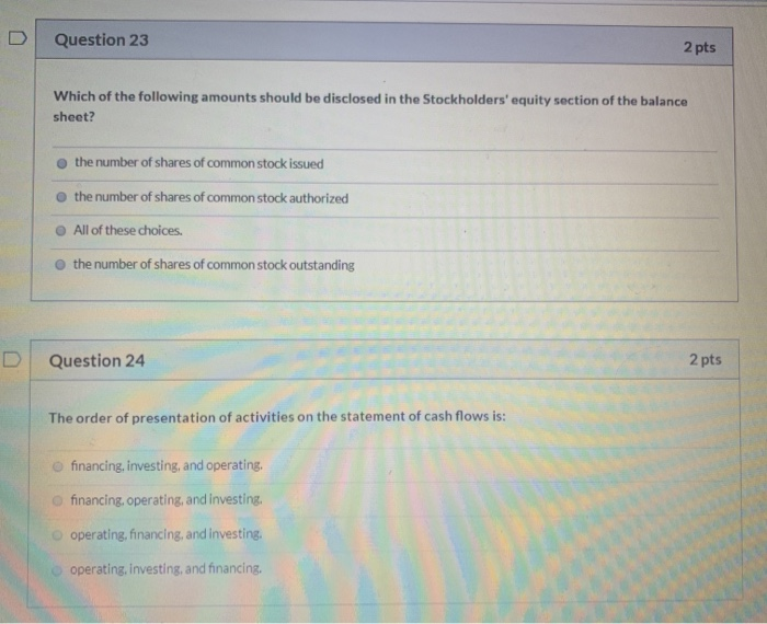 Solved Question 23 2 pts Which of the following amounts | Chegg.com